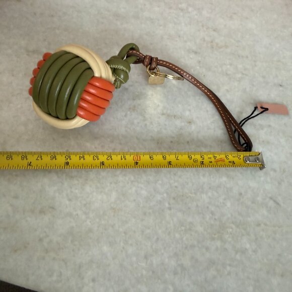 Miu Miu Bag Charm 5TL534 Knot Detail Leather Keychain Trick, orange, green white - Picture 5 of 11